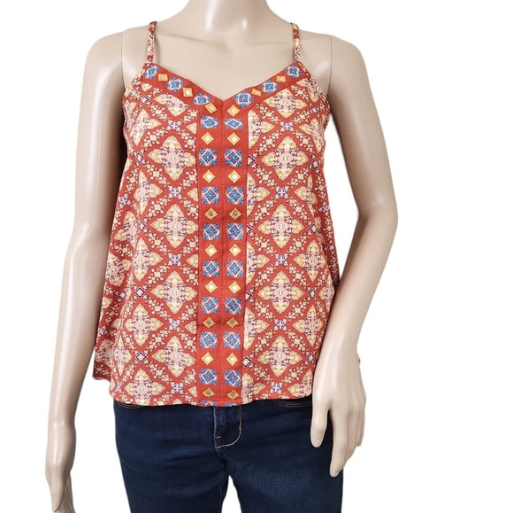 XHILARATION WOMEN'S CAMI TOP CAYENNE GEOMETRIC PATTERN - Picture 1 of 4